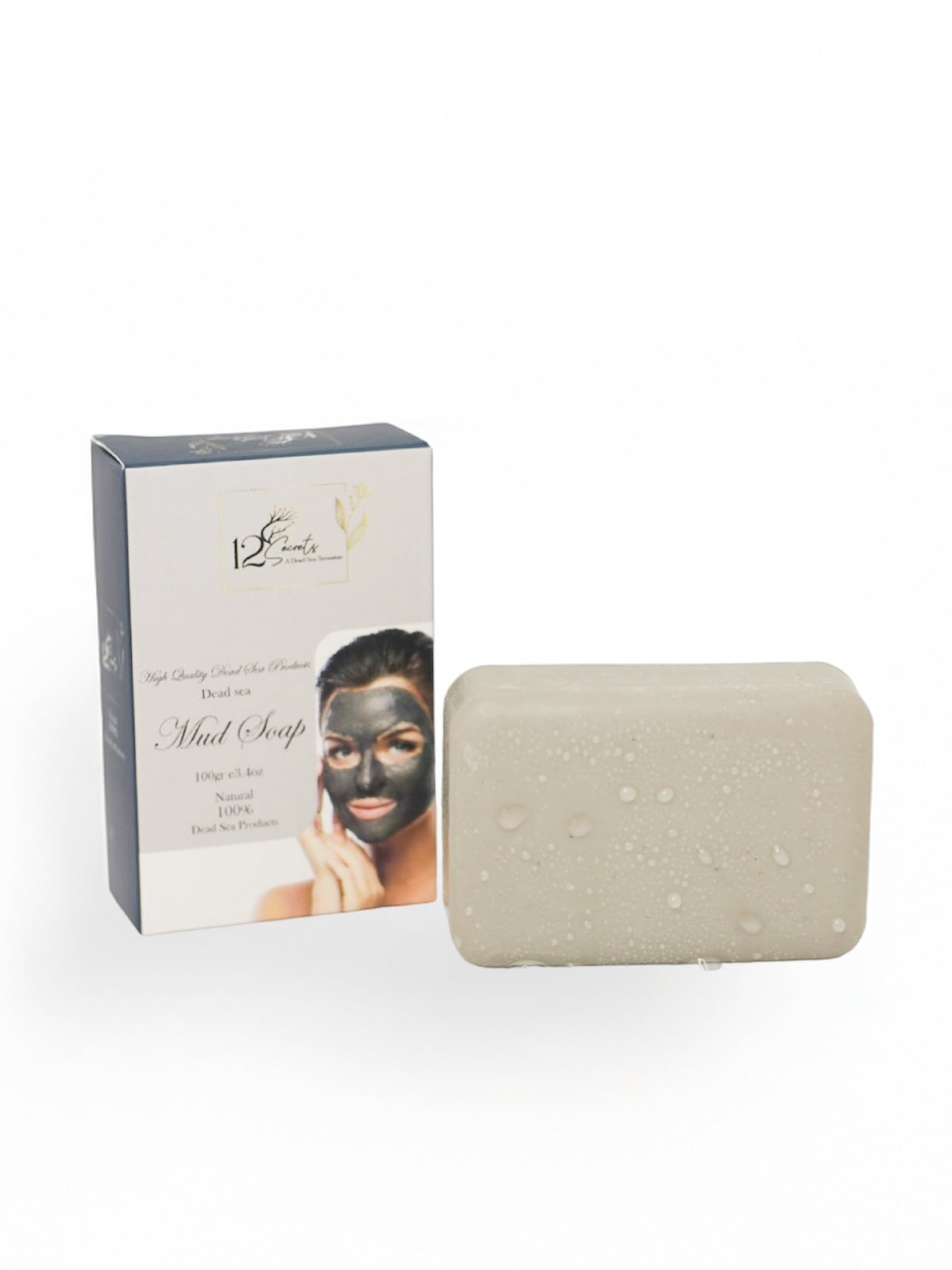 Alshaheen Perfumes Dead Sea Black Mud Soap Olive Stone Texture